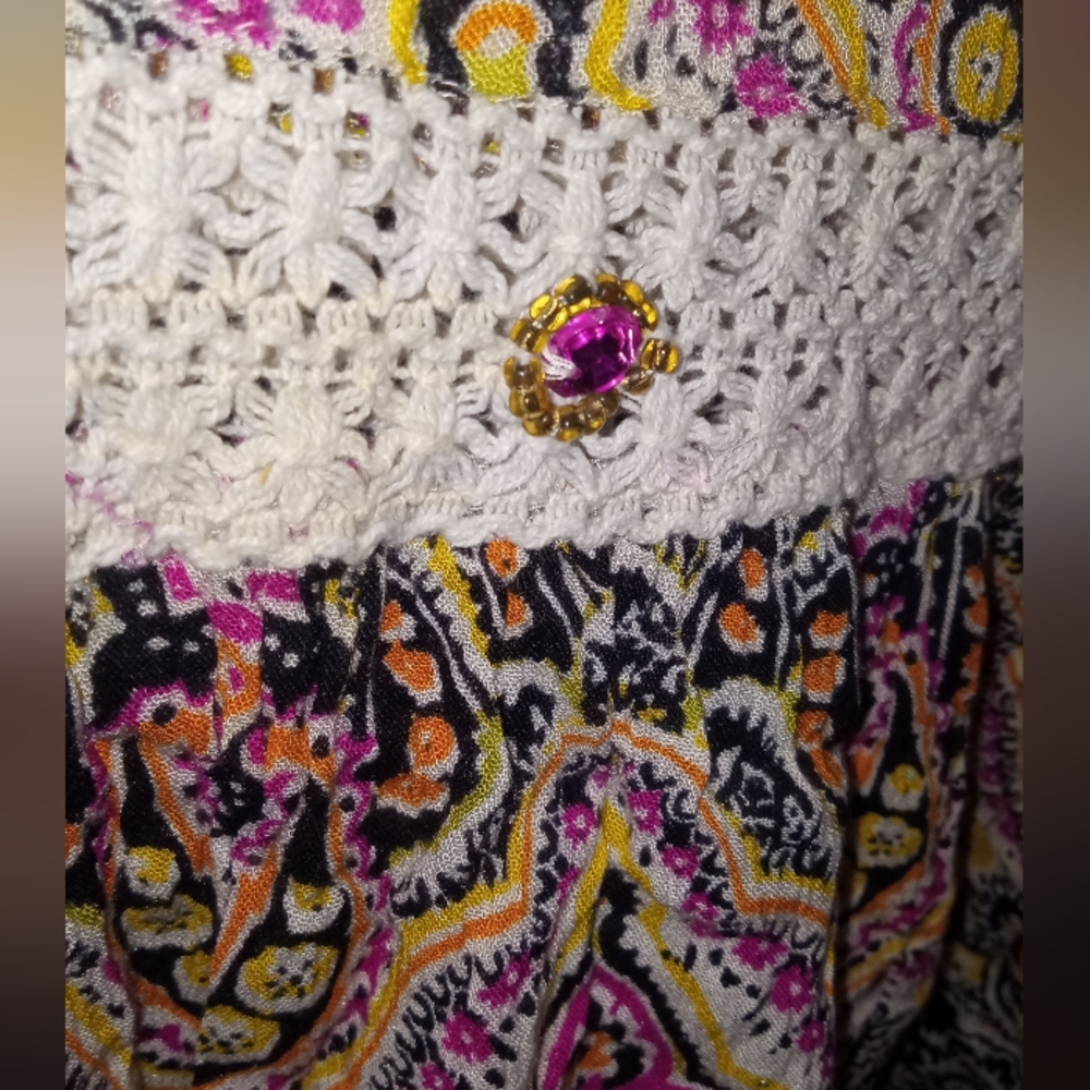 🧡FLORAL BOHEMIAN MAXI PEASANT SKIRT WOMENS SIZE MEDIUM - Picture 4 of 7